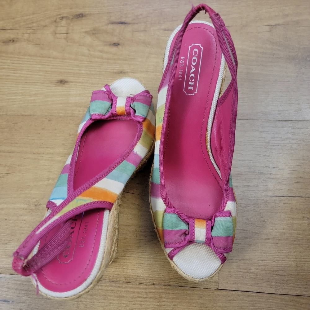 Coach Multicolor 'Grace' Espadrille Platform Wedges - Picture 5 of 12
